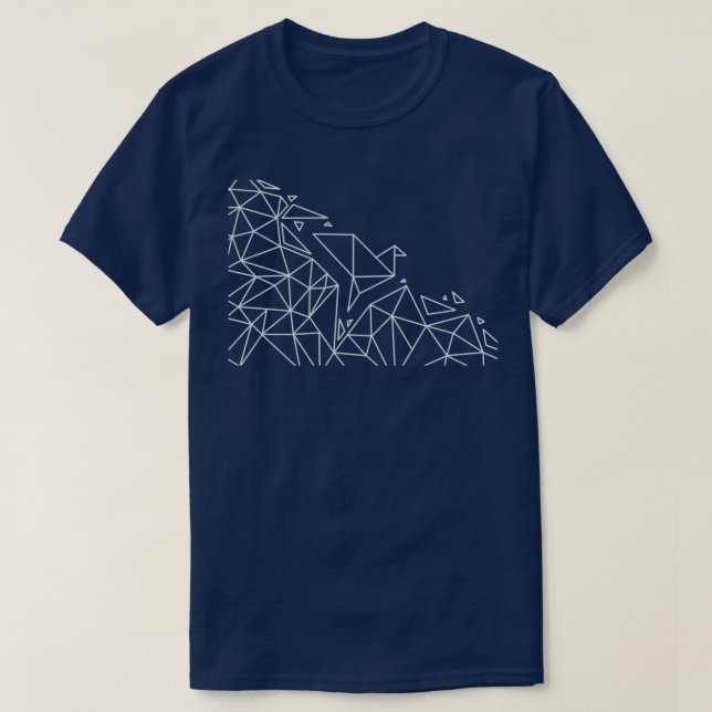 Camiseta Pássaro de Origami Geométrico 3 (Frente do Design)