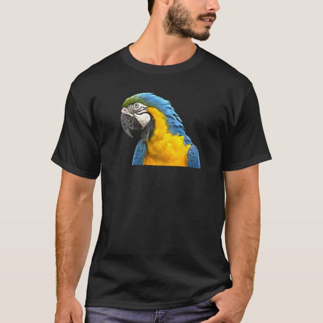 Camiseta Pássaro De Papagaio Azul E Amarelo (Frente)