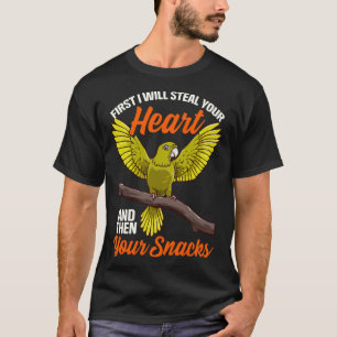 Camiseta Pássaro de Papagaio Verde Cheek Conure