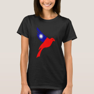 Camiseta Pássaro de Paz com Bandeira de Taiwan voando contr