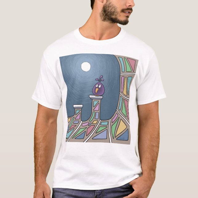 Camiseta Pássaro de Tiki roxo com T-Shirt cheio (Frente)