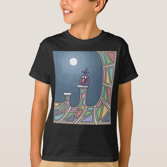 Camiseta Pássaro de Tiki roxo com T-Shirt cheio (Frente)