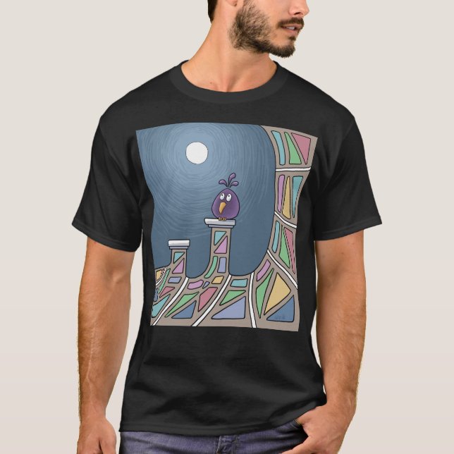 Camiseta Pássaro de Tiki roxo com T-Shirt cheio (Frente)