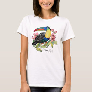 Camiseta Pássaro de Toucan da aguarela com flores