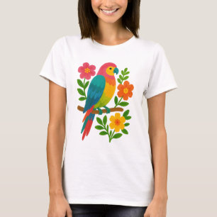 Camiseta Pássaro de Verão Colorido de Papagaio Tropical Vib