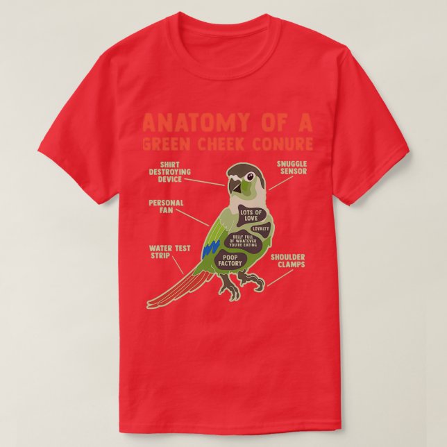 Camiseta Pássaro-do-abacaxi Engraçado Conure Green Conure (Frente do Design)