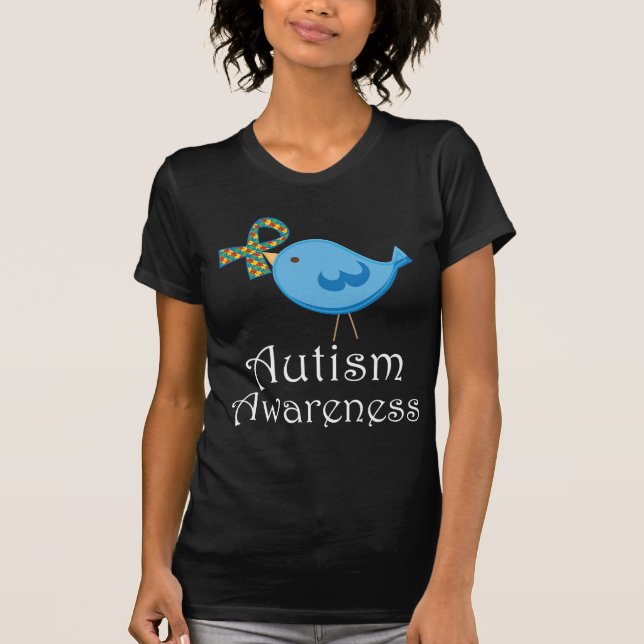 Camiseta Pássaro do autismo da fita da parte do (Frente)