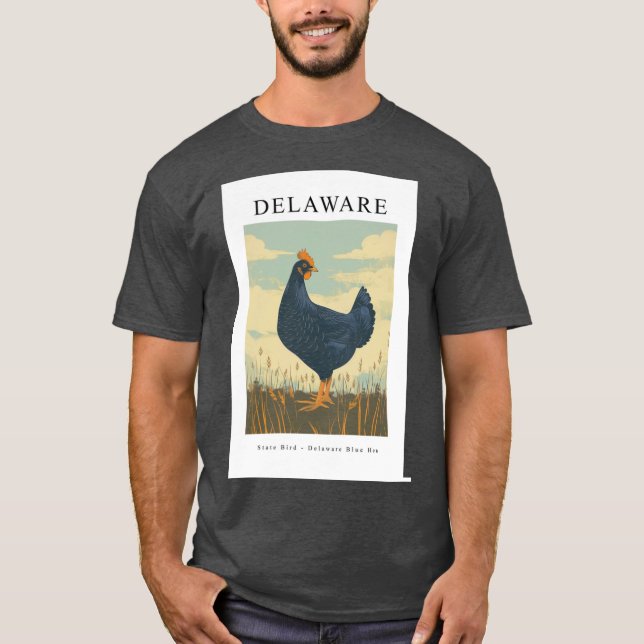 Camiseta Pássaro do Estado de DELAWARE Delaware Blue Hen (Frente)