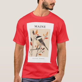Camiseta Pássaro do Estado de MAINE Chickadee