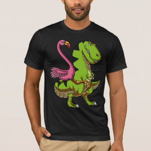 Camiseta Pássaro do flamingo que monta o dinossauro de