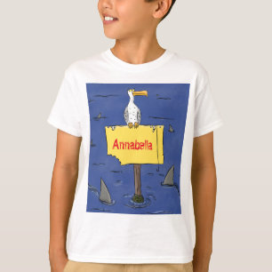 Camiseta Pássaro-do-mar engraçado circulado por desenhos an