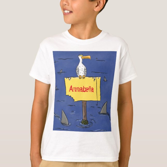 Camiseta Pássaro-do-mar engraçado circulado por desenhos an (Frente)