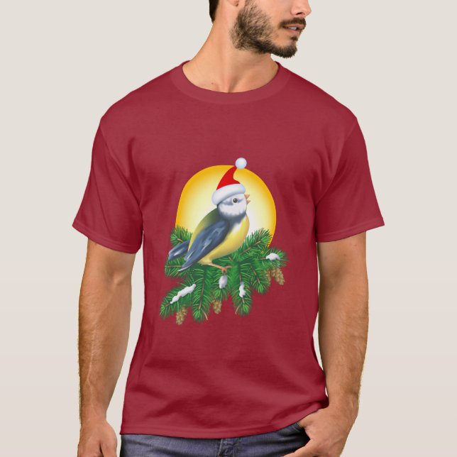 Camiseta Pássaro em Santa Hat (Frente)