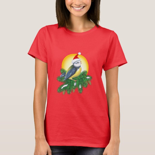 Camiseta Pássaro em Santa Hat (Frente)