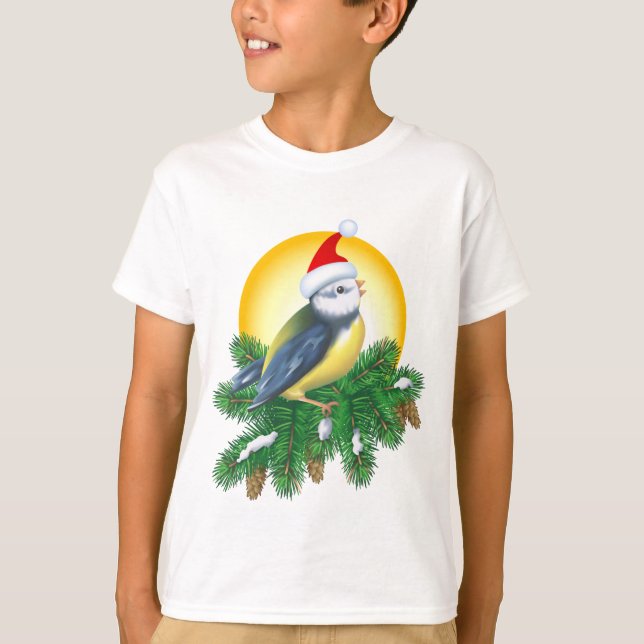 Camiseta Pássaro em Santa Hat (Frente)