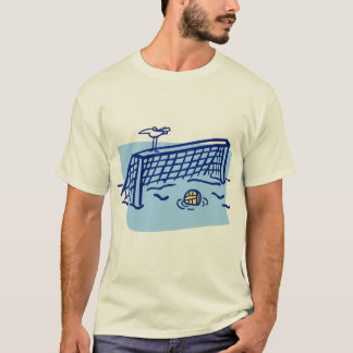 Camiseta Pássaro em um objetivo do pólo aquático