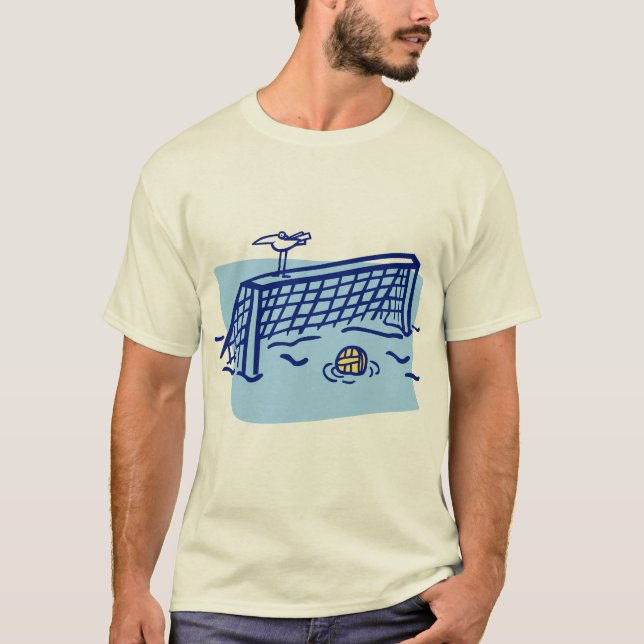 Camiseta Pássaro em um objetivo do pólo aquático (Frente)