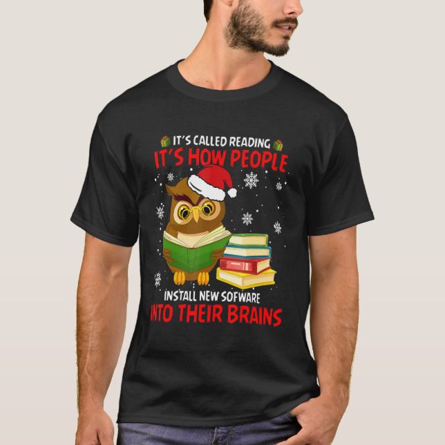 Camiseta Pássaro Engraçado de Natal com o Chapéu do Pai Nat (Frente)