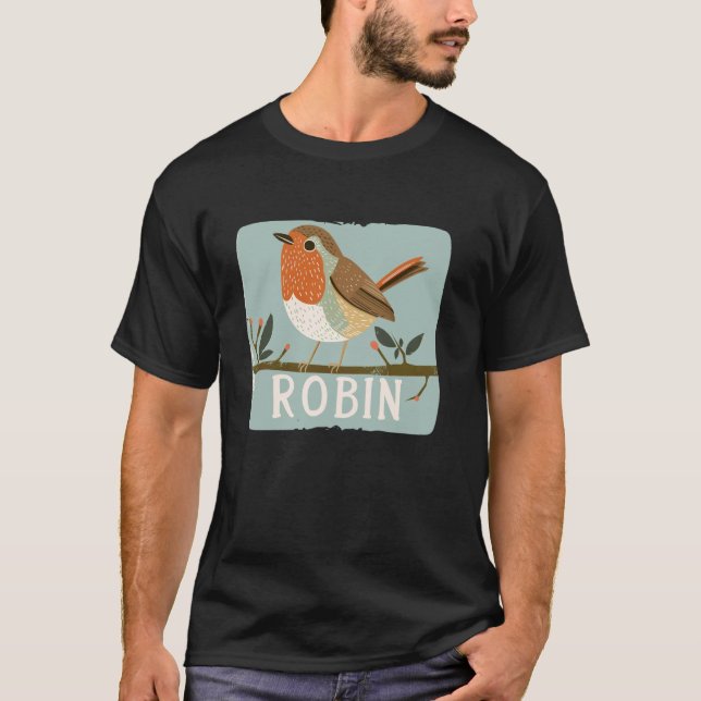 Camiseta Pássaro engraçado para Robin e Pássaros Sparrow (Frente)