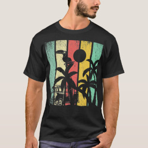 Camiseta Pássaro Eótico da Praia das Árvores de Palma Retro