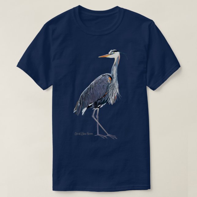 Camiseta Pássaro excelente Azul-Herão (Frente do Design)
