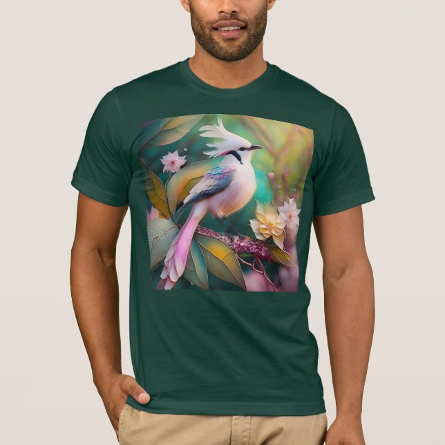 Camiseta Pássaro Fantasia Branca - Blush Tail Jay (Frente)