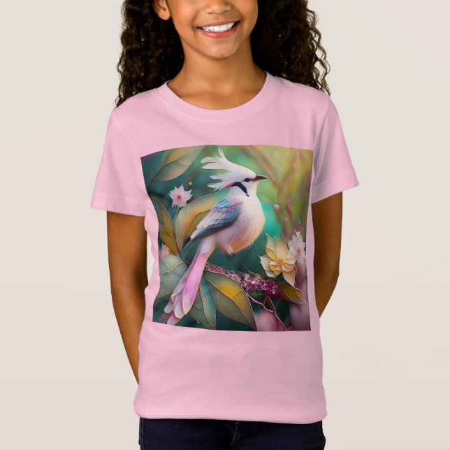 Camiseta Pássaro Fantasia Branca - Blush Tail Jay (Frente)