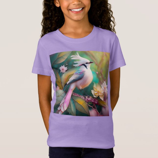 Camiseta Pássaro Fantasia Branca - Blush Tail Jay (Frente)