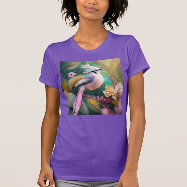 Camiseta Pássaro Fantasia Branca - Blush Tail Jay (Frente)