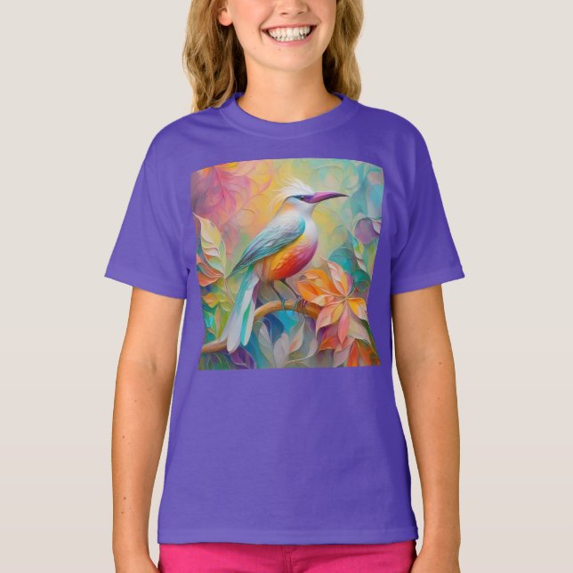 Camiseta Pássaro Fantasia de Bico Rosa e Peito Vermelho (Frente)
