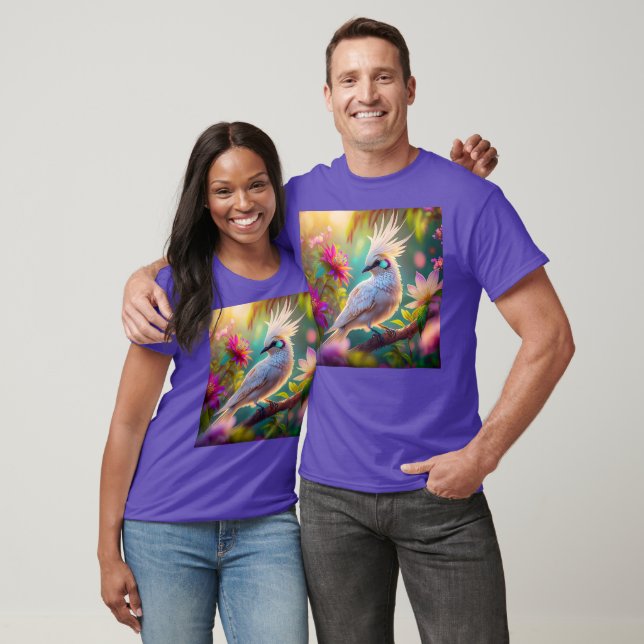 Camiseta Pássaro Fantasia Juvenil Crested Blush Feather Dov (Unissex)