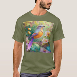 Camiseta Pássaro Fantasia Laranja Torrado de lavanda