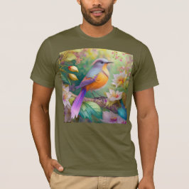 Camiseta Pássaro Fantasia Laranja Torrado de lavanda