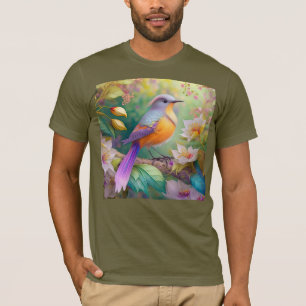 Camiseta Pássaro Fantasia Laranja Torrado de lavanda