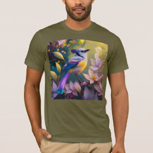 Camiseta Passaro Fantasia Violeta Tuftada Amarelo Peito