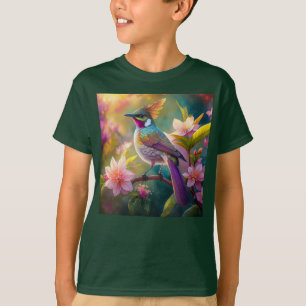 Camiseta Pássaro Fantástico Laranja Cotoso Arco-Íris