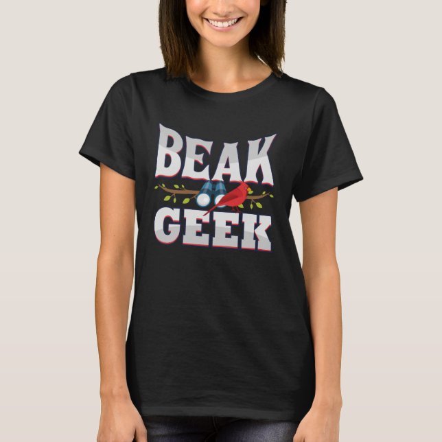 Camiseta Pássaro Geek de bico observando (Frente)
