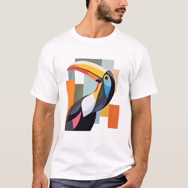Camiseta Pássaro Geométrico Colorido (Frente)