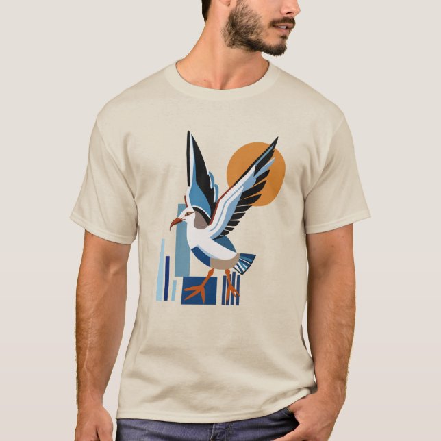 Camiseta Pássaro Geométrico do Oceano Índico (Frente)