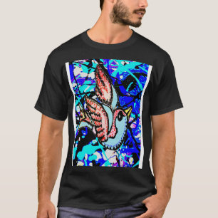 Camiseta pássaro grafite azul
