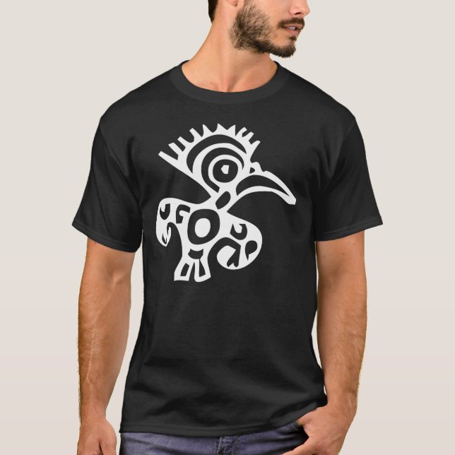 Camiseta Pássaro, hieróglifo mexicano (Maya) (Frente)