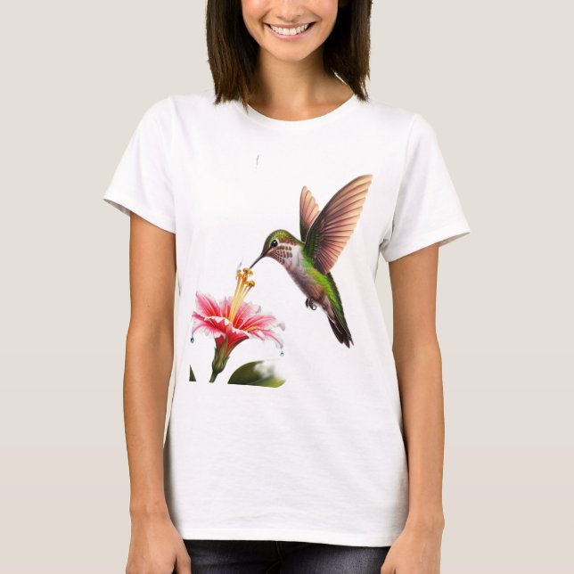 Camiseta Pássaro Humming no almoço (Frente)