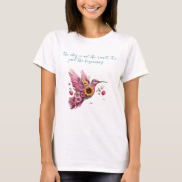 Camiseta Pássaro Humming Personalizado voando com flores