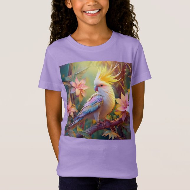 Camiseta Pássaro Iridescente Wing Cockatiel Fantasy (Frente)