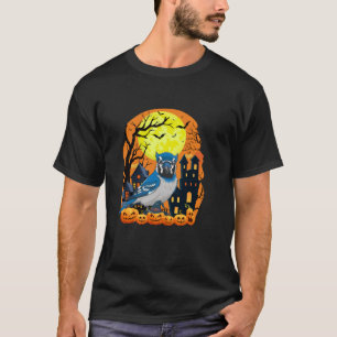Camiseta Pássaro Jay Azul Com Pumpkins Engraçado Halloween