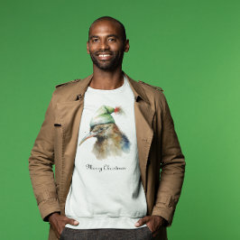 Camiseta Pássaro Kiwi bonito no Chapéu Elf de Natal, person