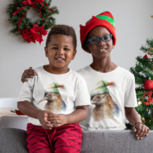 Camiseta Pássaro Kiwi bonito no Chapéu Elf de Natal, person