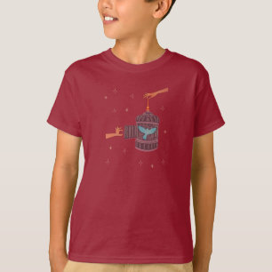 Camiseta Pássaro Livre Gaiola Mãos de Arte Folclórica e P