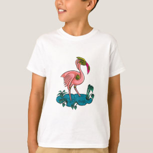 Camiseta Pássaro Mecânico, Robô Flamingo Mecha Rosa