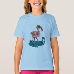 Camiseta Pássaro Mecânico, Robô Flamingo Mecha Rosa